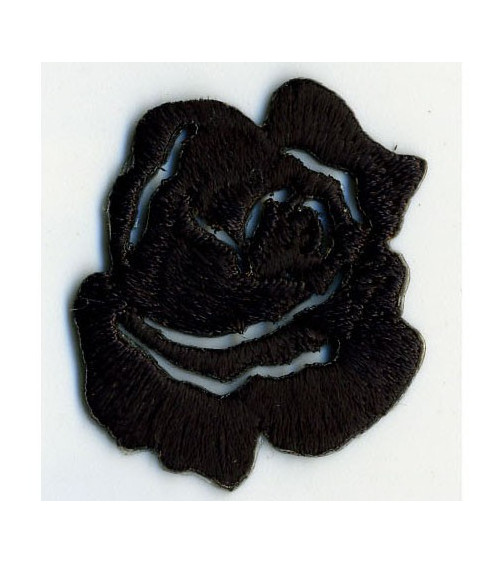 Small black rose iron-on patch