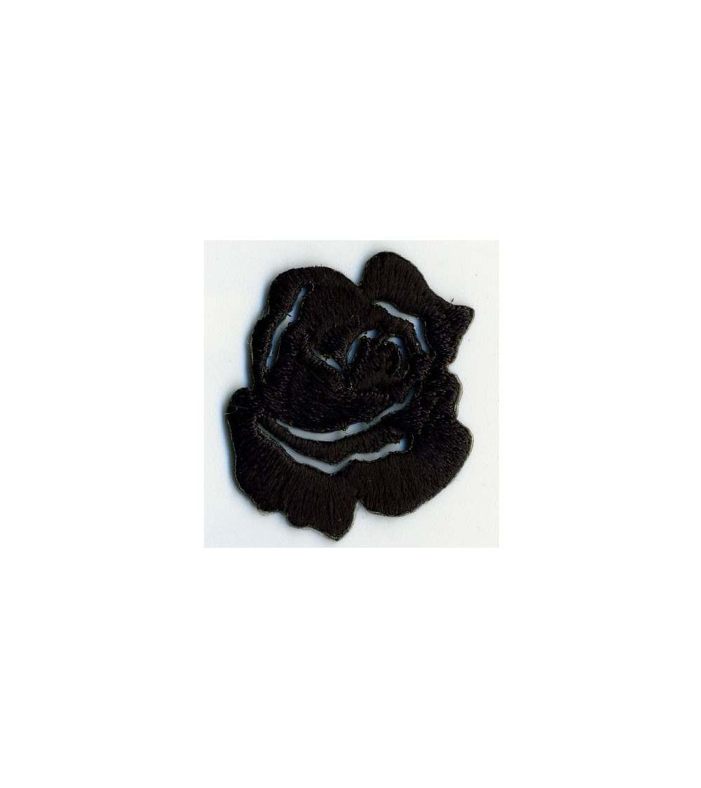 Small black rose iron-on patch