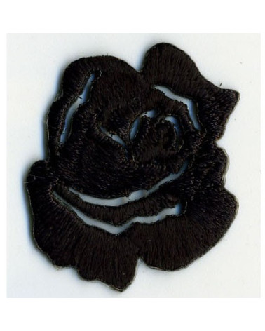 Small black rose iron-on patch