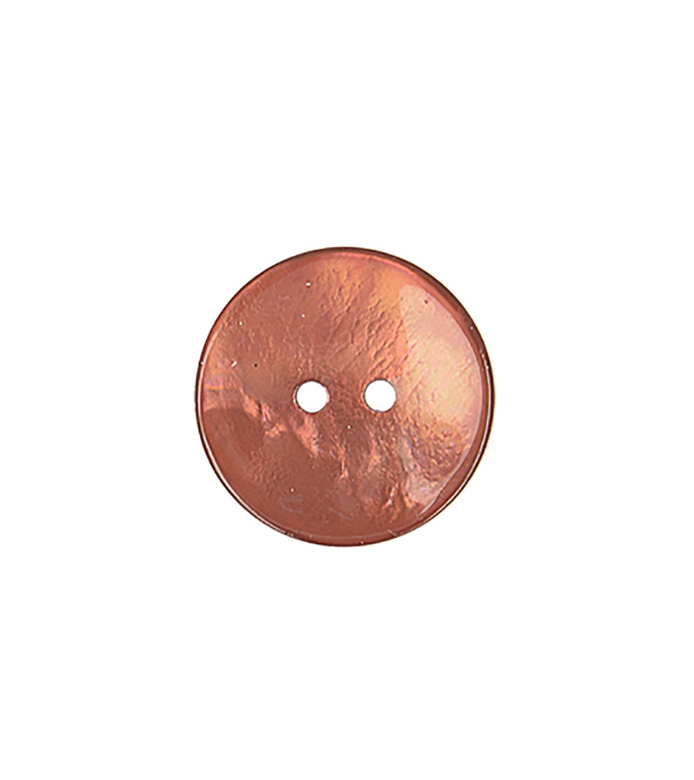 Set of 6 round rusty orange mother-of-pearl buttons