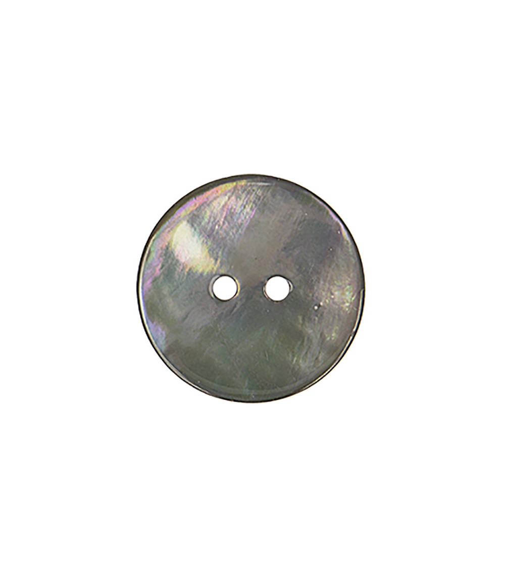 Set of 6 round dark grey mother-of-pearl buttons