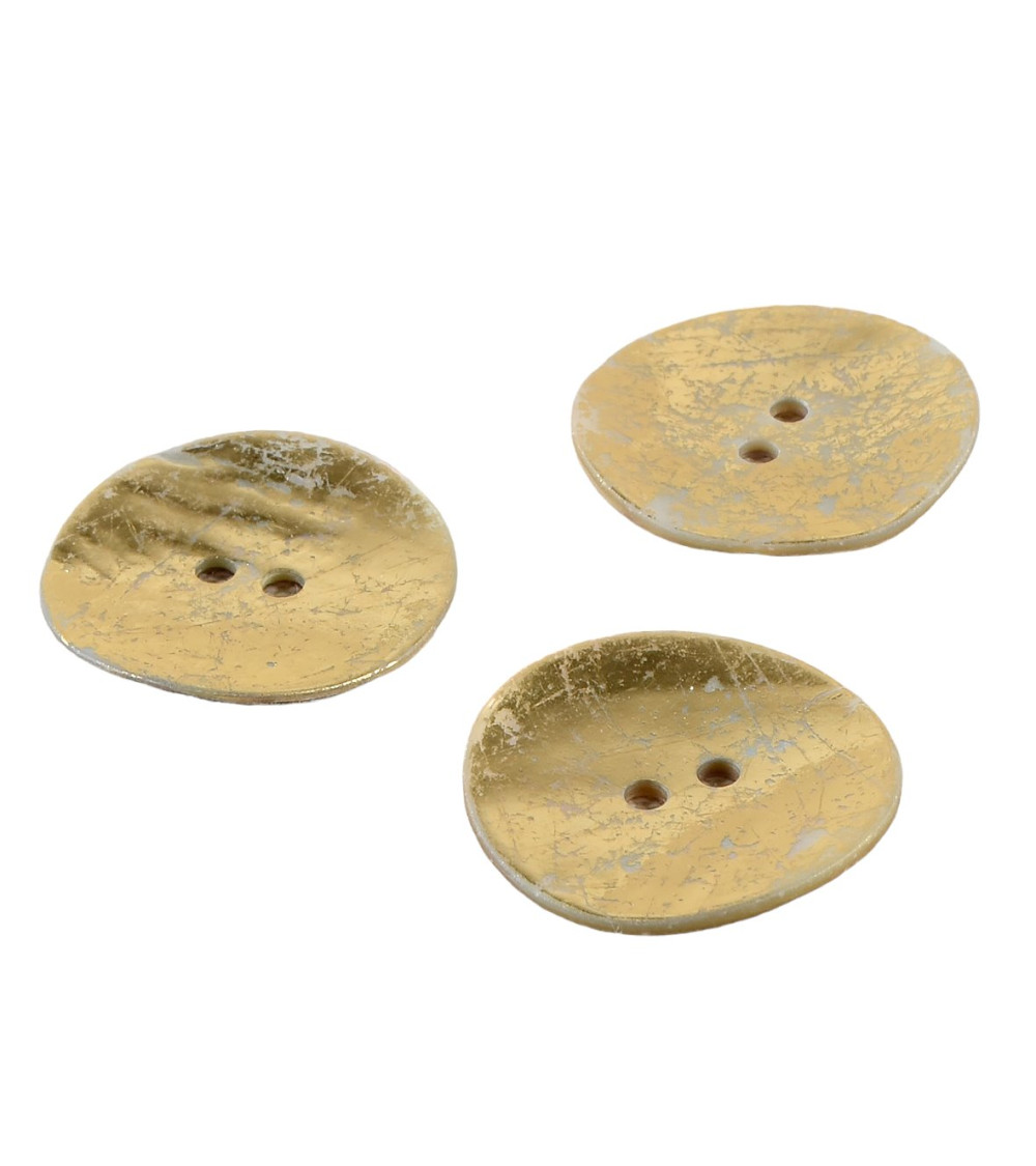 Set of 6 100% gold mother-of-pearl buttons