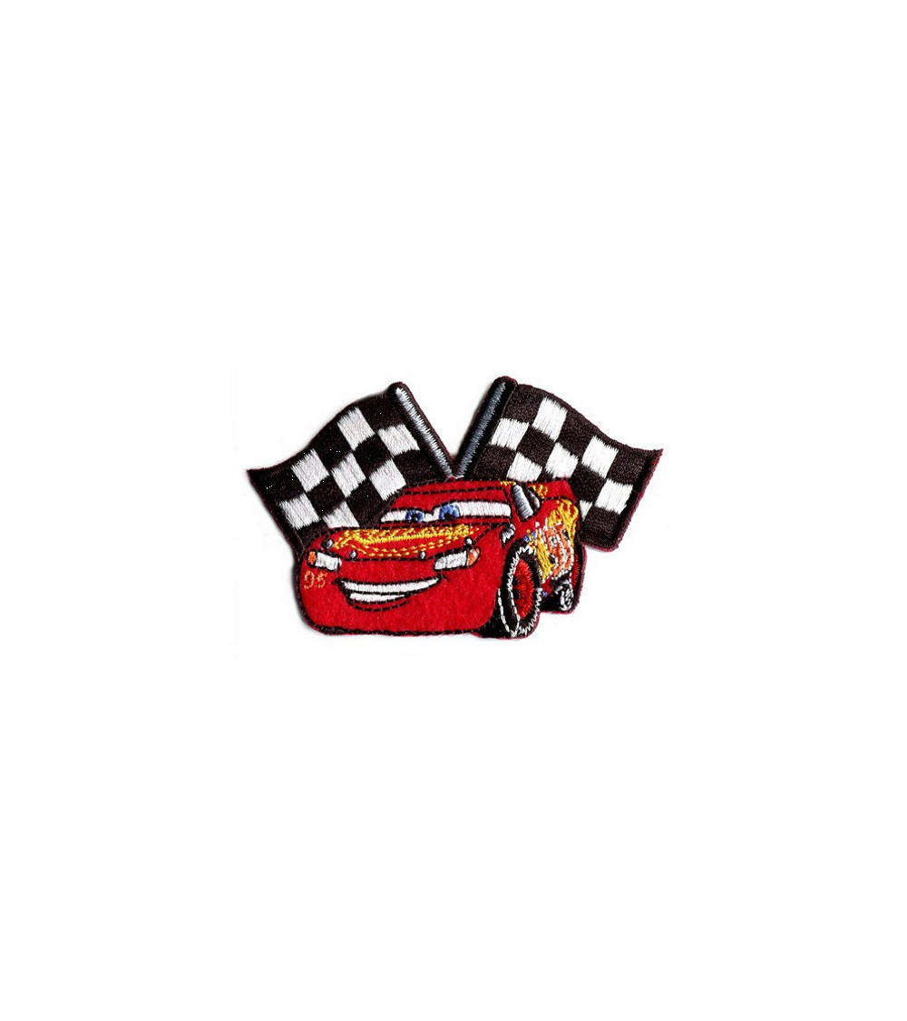 Ecusson Broderie Cars Flash Mac Queen drapeaux de course 6.5x5cm