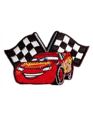 Embroidery patch Cars Flash Mac Queen racing flags 6.5x5cm