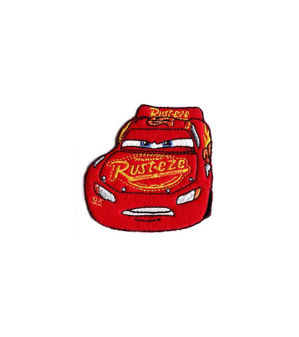 Ecusson Broderie Cars Flash Mac Queen rouge et jaune 6.5x6.5cm