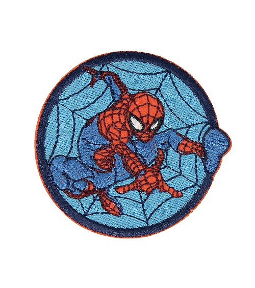 Toppa ricamata Spiderman nella sua tela 6,5x6,5 cm
