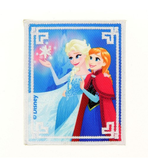 Toppa ricamata Frozen Elsa e Anna 5,5x7 cm