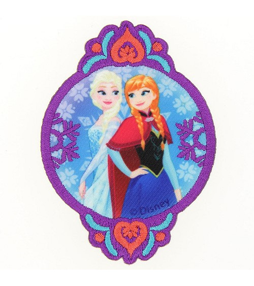 Toppa ricamata Frozen Elsa e Anna 6x8 cm