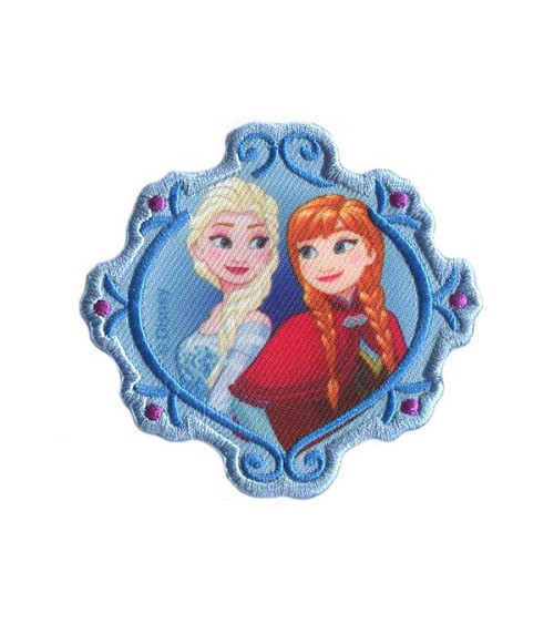 Toppa ricamata Frozen Elsa e Anna 7x7 cm