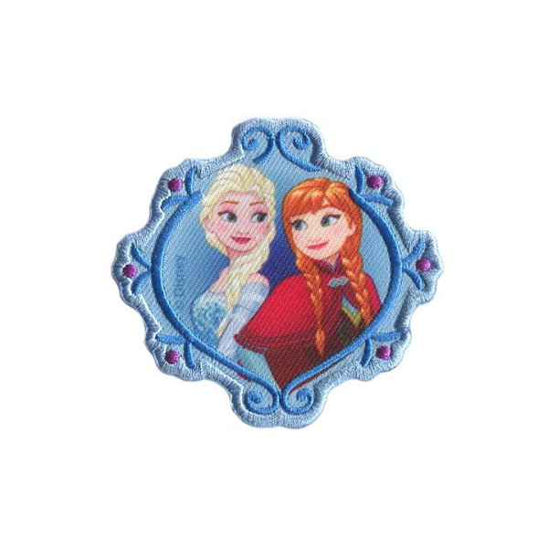 Ecusson broderie La reine des neiges Elsa & Anna 7x7cm