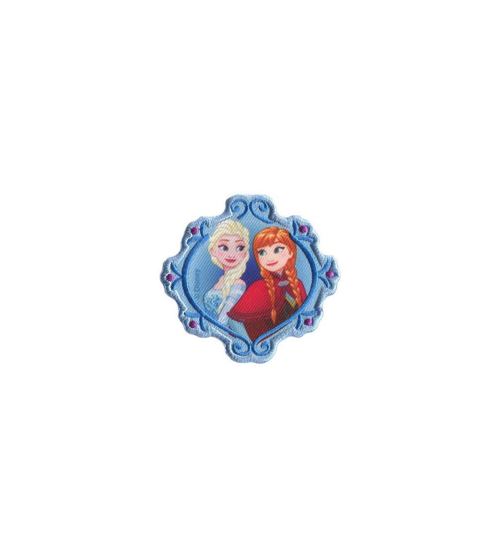 Toppa ricamata Frozen Elsa e Anna 7x7 cm