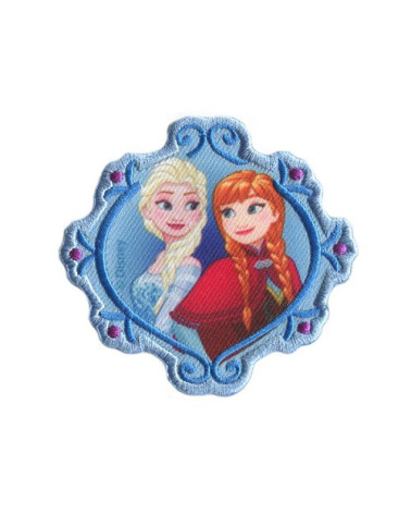 Toppa ricamata Frozen Elsa e Anna 7x7 cm