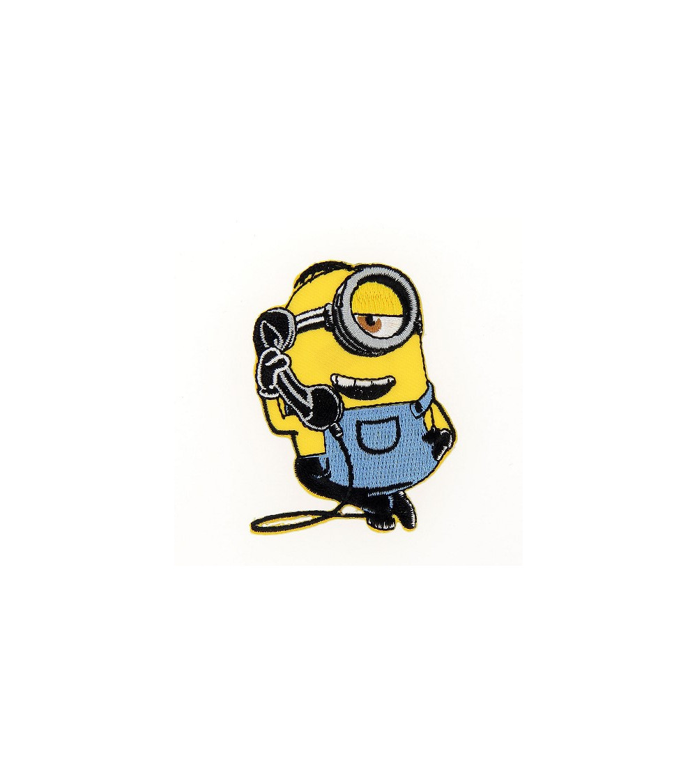 Ecusson broderie Minions Stuart au téléphone 4.5x6cm