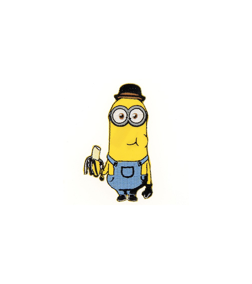 Parche bordado Minions Kevin come un plátano 3x7cm