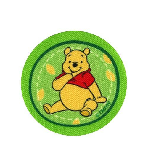 Winnie printed patch green background 7.2x7.2cm