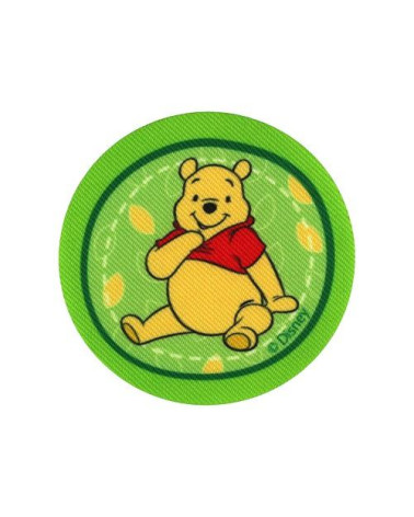 Winnie printed patch green background 7.2x7.2cm