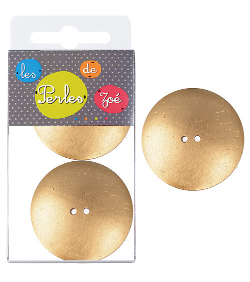6 Boutons coco 4cm Or