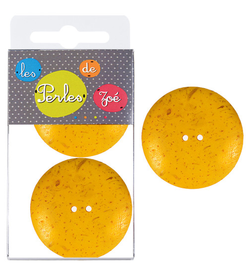 6 Boutons coco 4cm Jaune