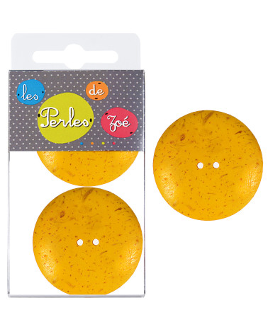 6 Kokosnussknöpfe 4cm Gelb