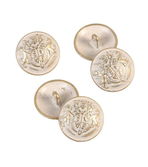 White gold coat of arms button 20mm