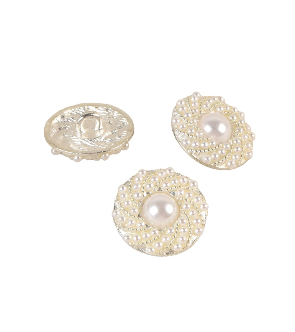 Bouton perles blanc 15mm