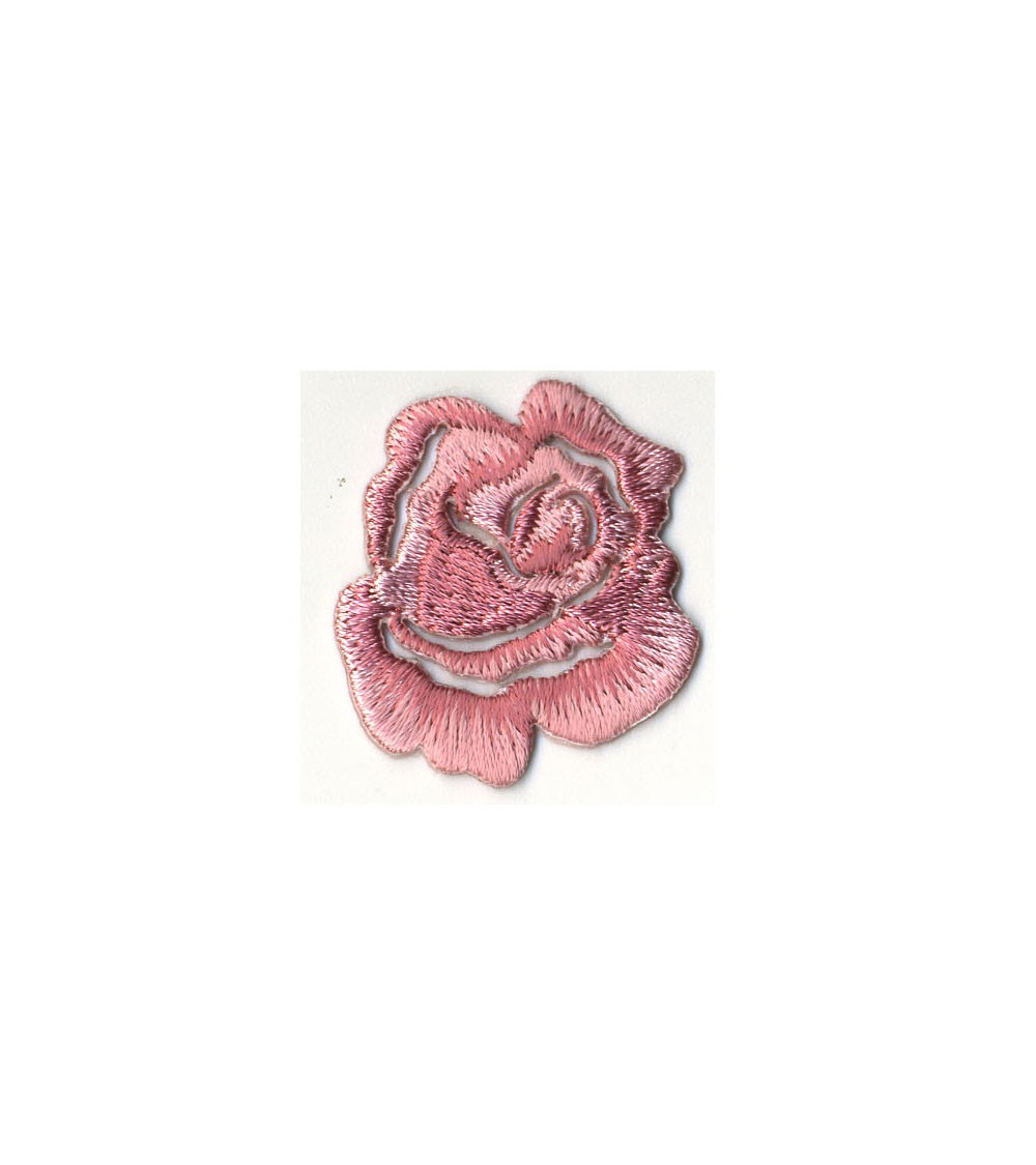 Small pink rose iron-on patch