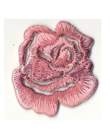 Small pink rose iron-on patch