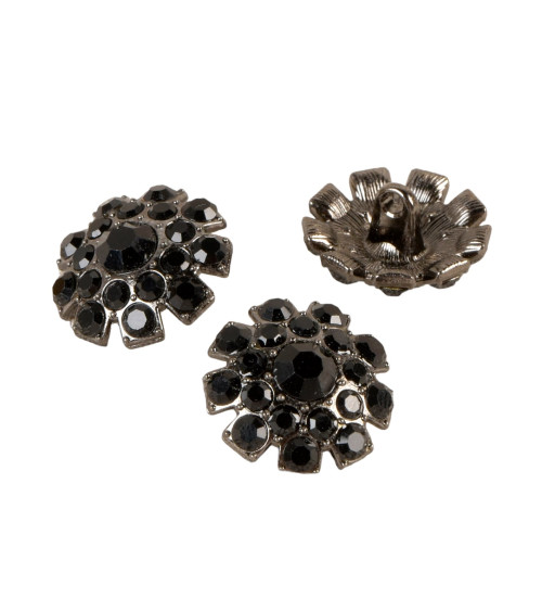 Bouton strass noir 18mm