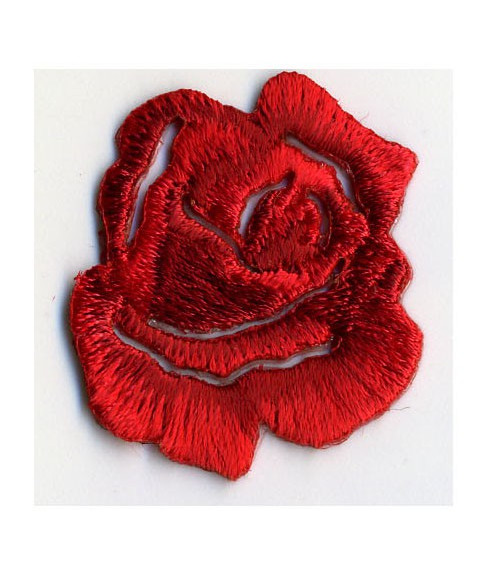 Small red rose iron-on patch