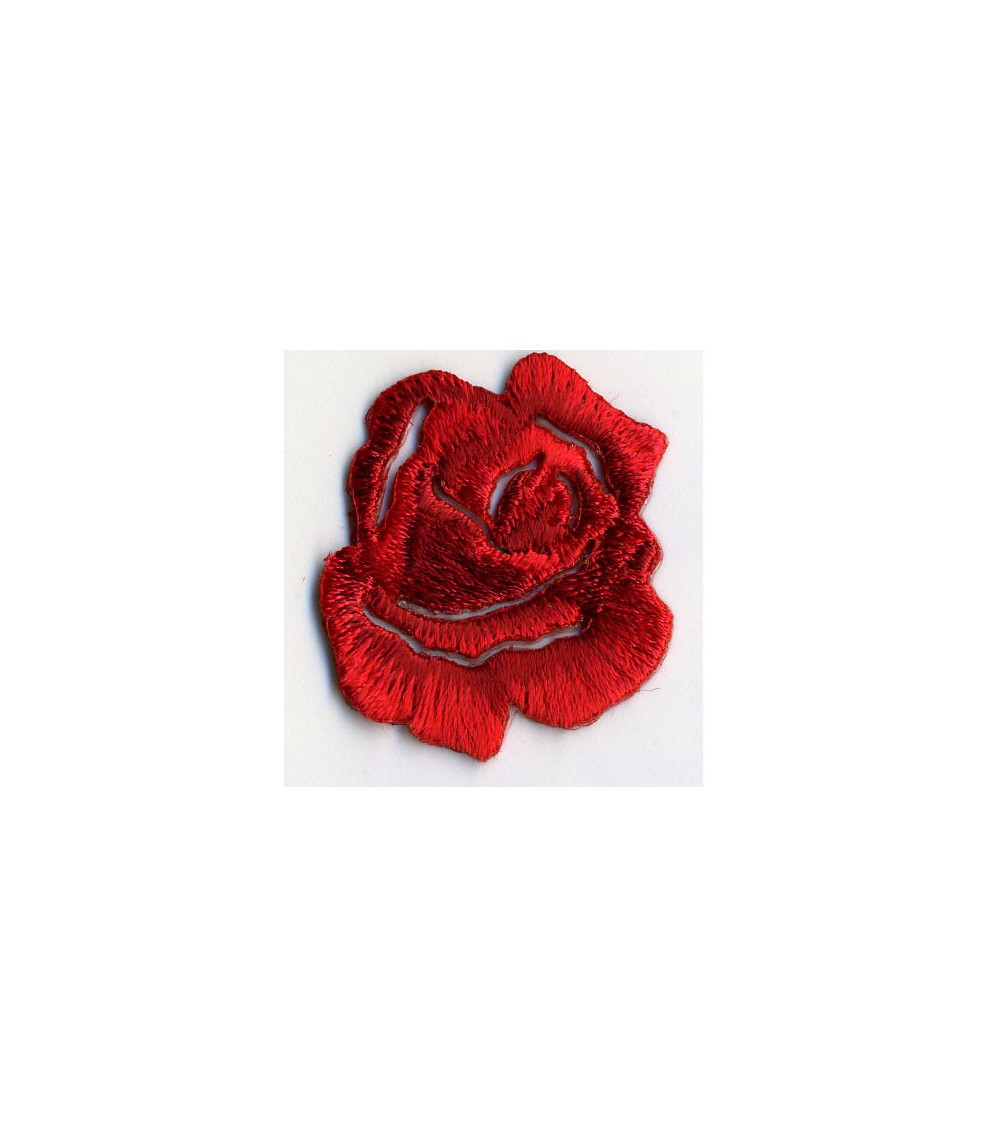 Kleiner Aufnäher mit roter Rose zum Aufbügeln