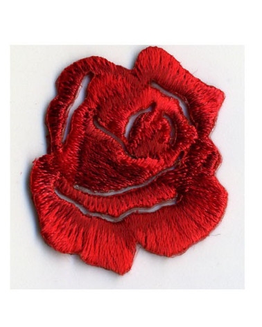 Kleiner Aufnäher mit roter Rose zum Aufbügeln