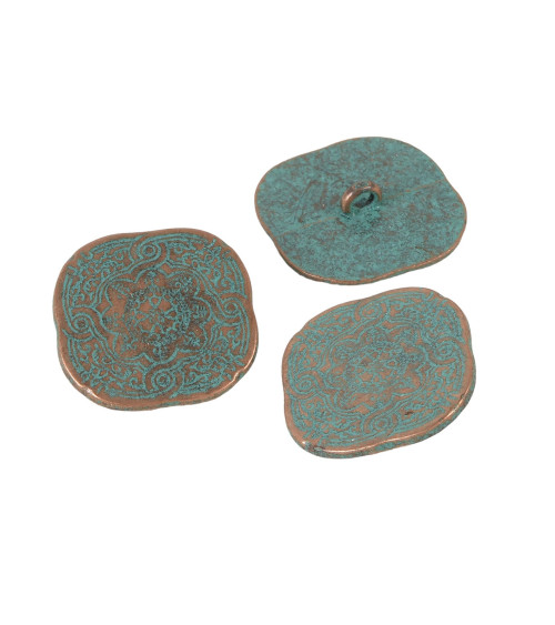 Lot de 6 boutons arabesque bleu canaries 30mm