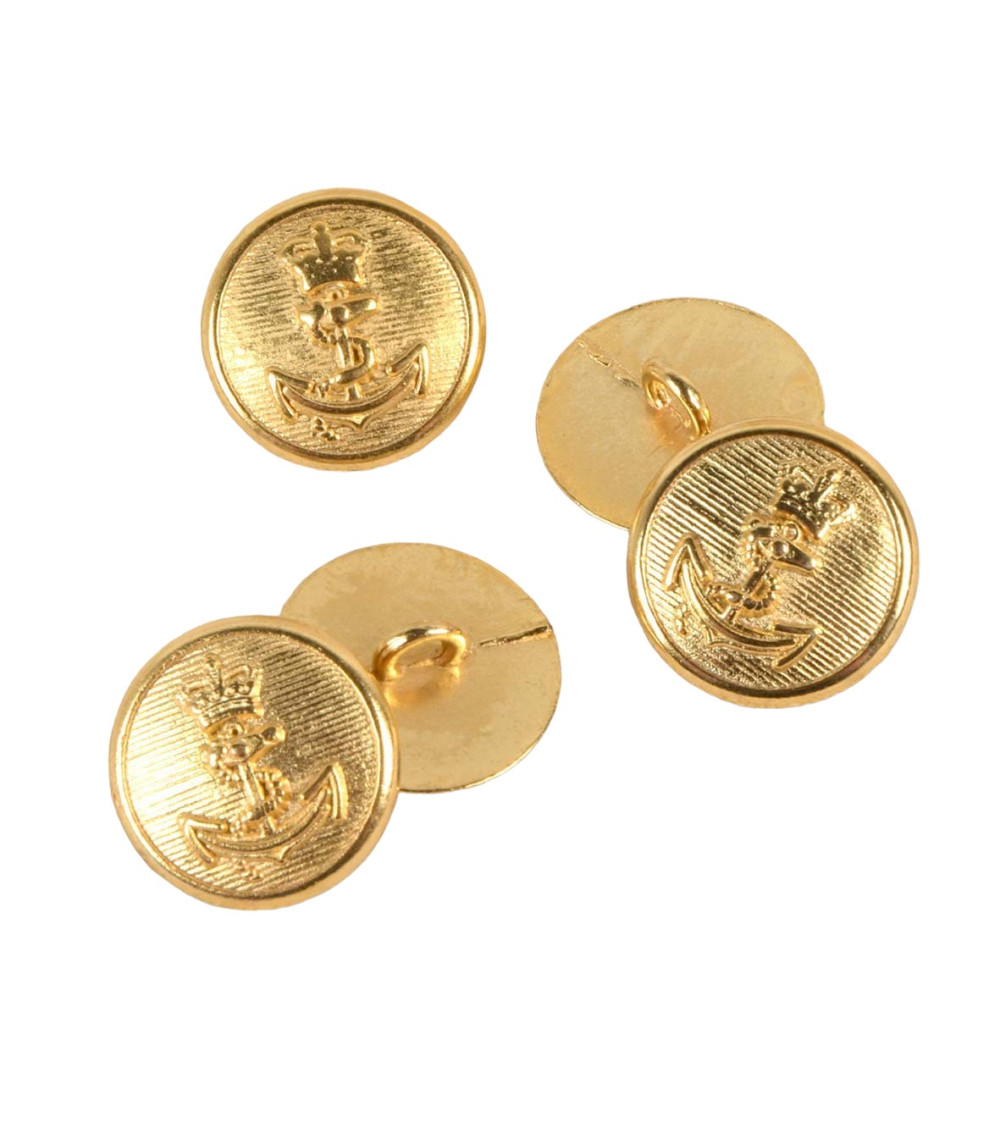 Lot de 6 boutons blason or blanchi 18mm