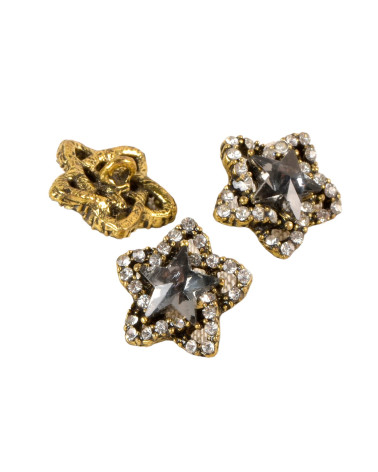 Set mit 6 schwarzen Strass-Sternknöpfen, 17 mm