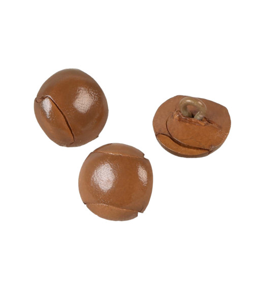 Lot de 6 boutons cuir véritable bronze alezan 15mm