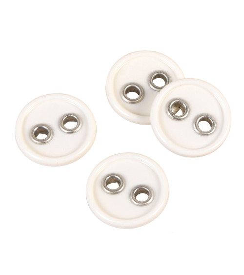 Lot de 6 boutons 2 trous blanc 25mm