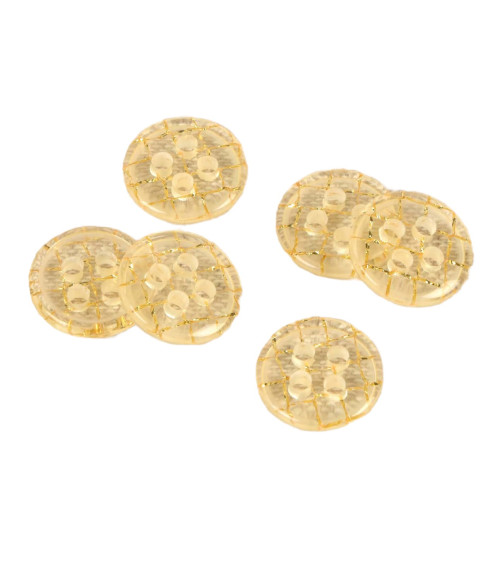 Set of 6 transparent gold mix buttons 14mm