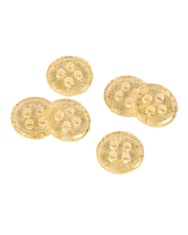 Set of 6 transparent gold mix buttons 14mm