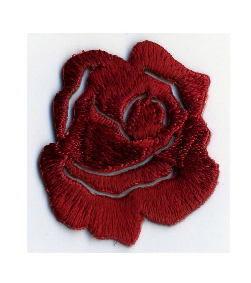 Iron-on patch small deep red rose