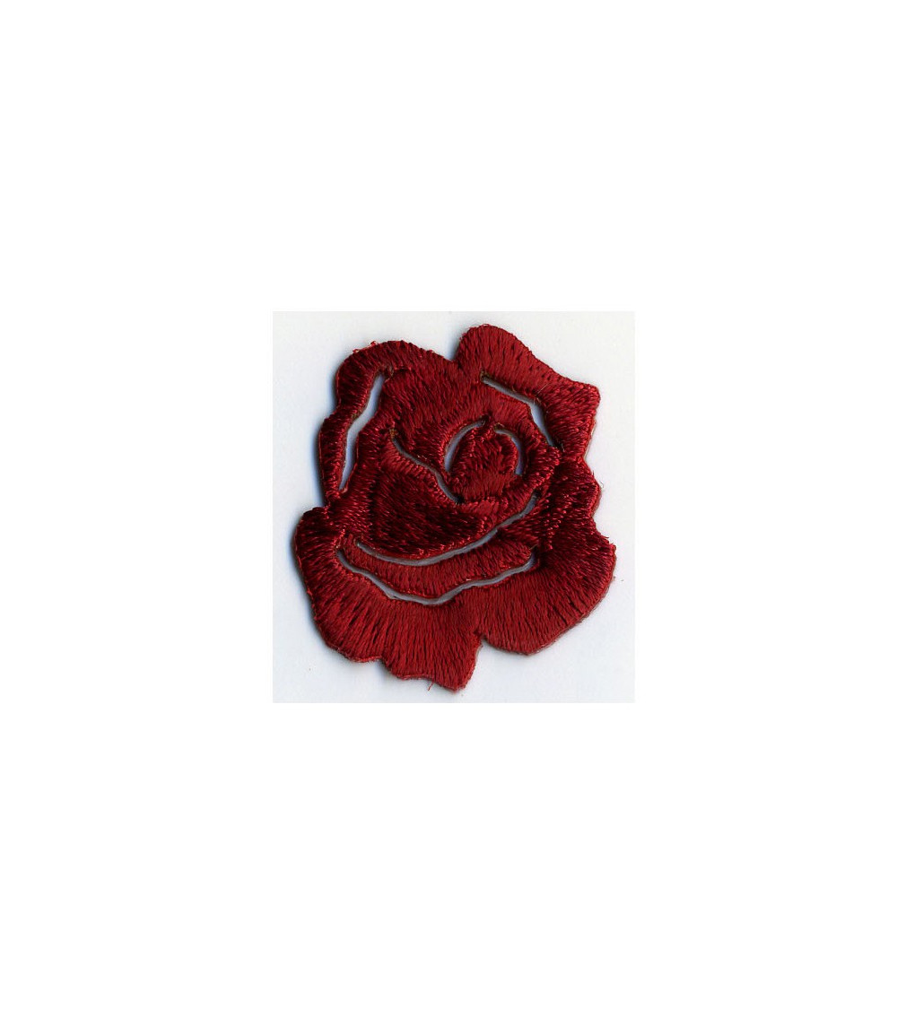 Ecusson thermocollant petite rose rouge profond