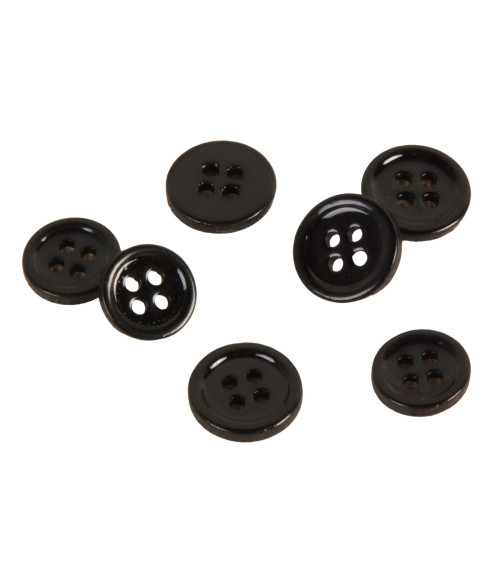 Set of 6 mother-of-pearl buttons 4 holes black
