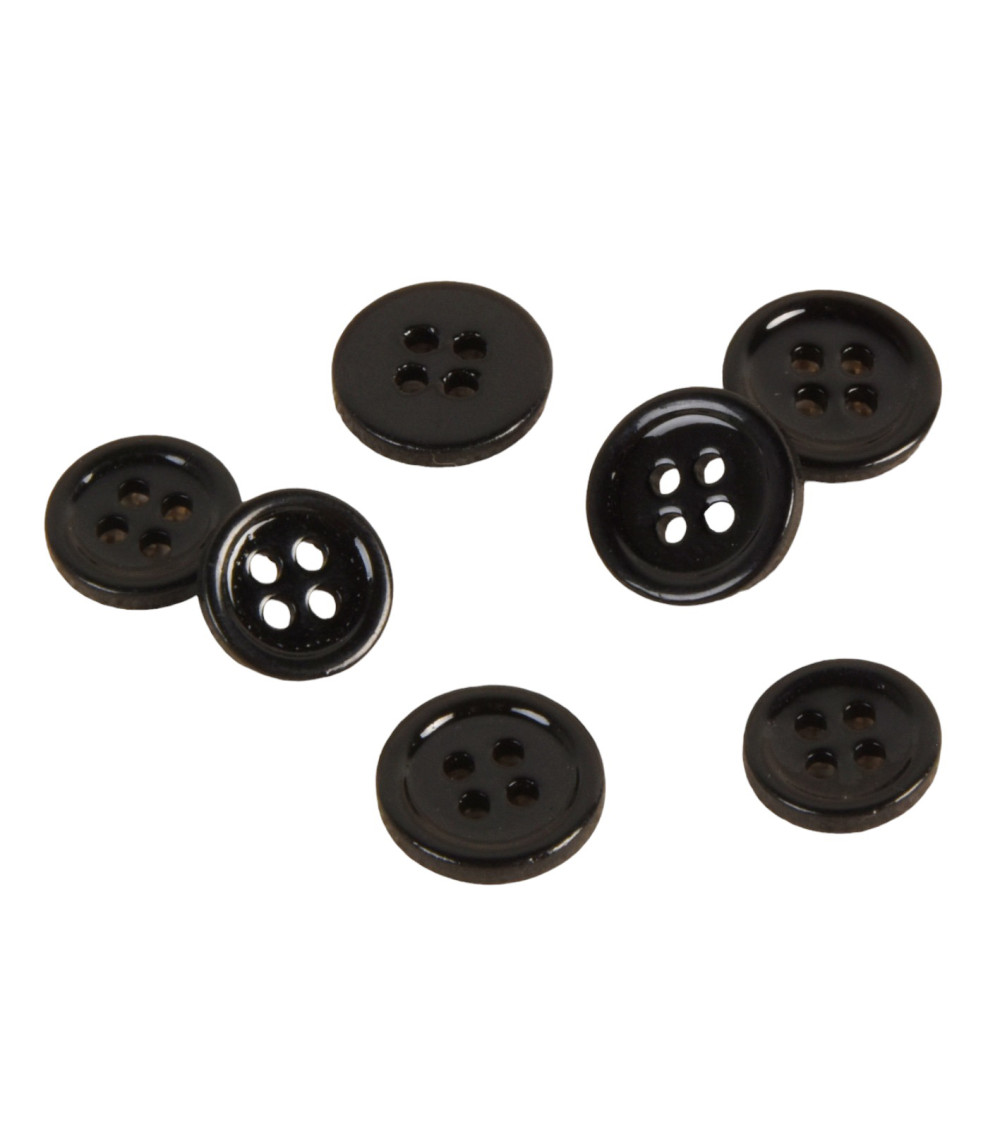 Set of 6 mother-of-pearl buttons 4 holes black