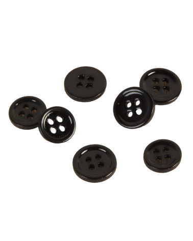 Set of 6 black 4-hole mother-of-pearl buttons