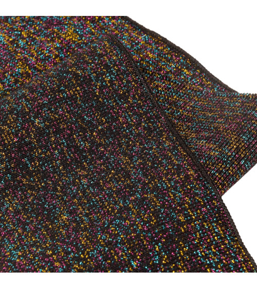 Ribbed edge band 1.2mx85mm black multicolor lurex