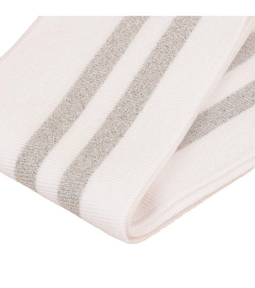 Ribbed edge band 1.2mx85mm white silver lurex