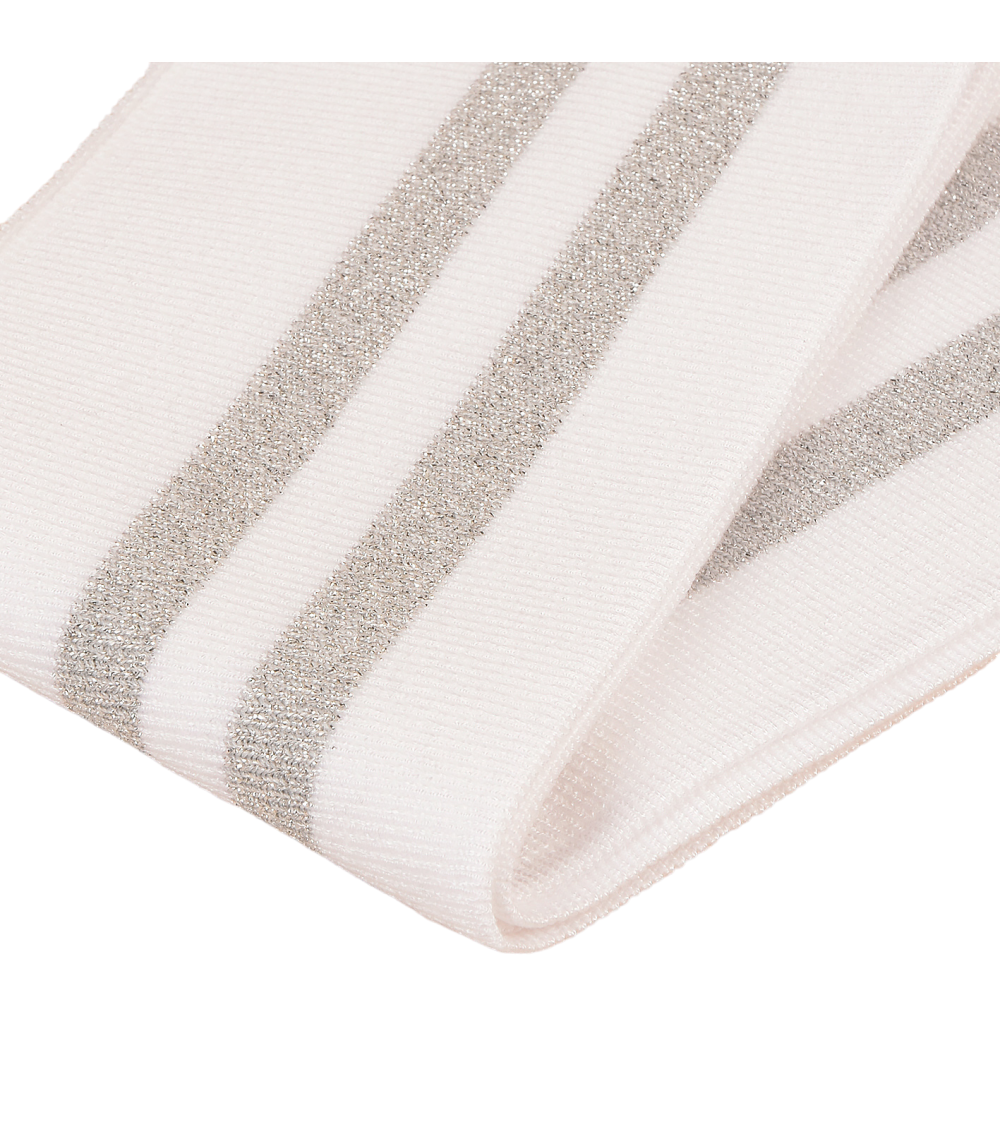 Ribbed edge band 1.2mx85mm white silver lurex
