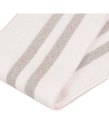 Ribbed edge band 1.2mx85mm white silver lurex