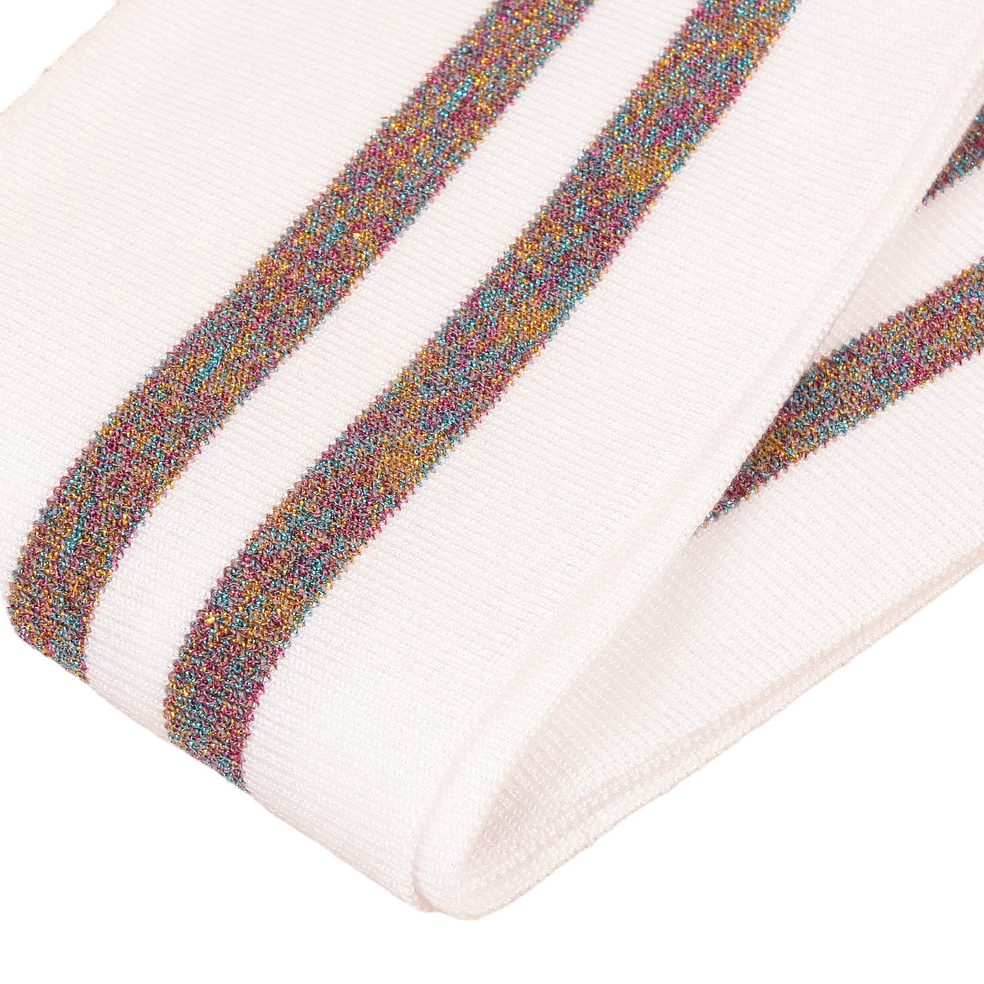 Bande de bord côte 1.2mx85mm blanc multicolore lurex