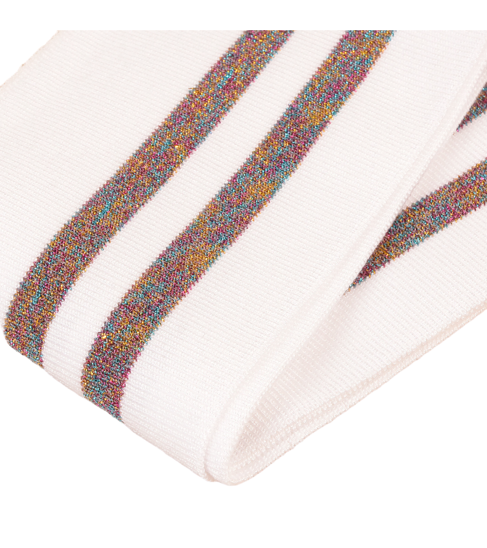 Ribbed edge band 1.2mx85mm white multicolor lurex