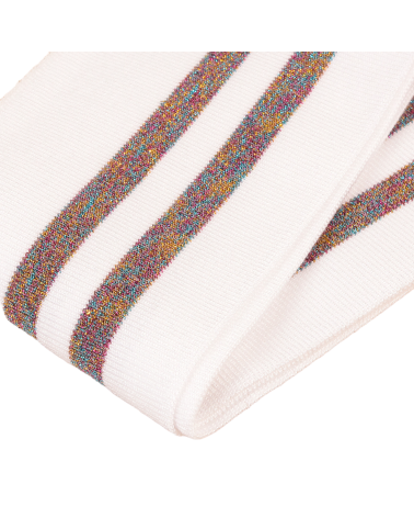 Ribbed edge band 1.2mx85mm white multicolor lurex